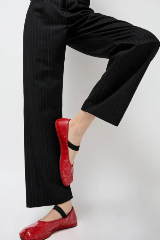 Fu-Tabi Ballerina in Red Faux Croc