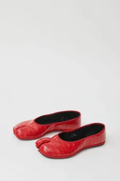 Fu-Tabi Ballerina in Red Faux Croc