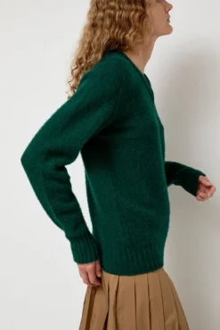 Future Memories V Neck Sweater in Forest