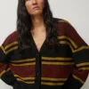 Gabriel Cardigan in Brown and Black Stripe