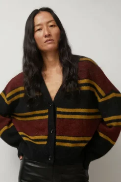 Gabriel Cardigan in Brown and Black Stripe