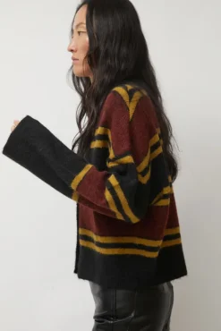 Gabriel Cardigan in Brown and Black Stripe