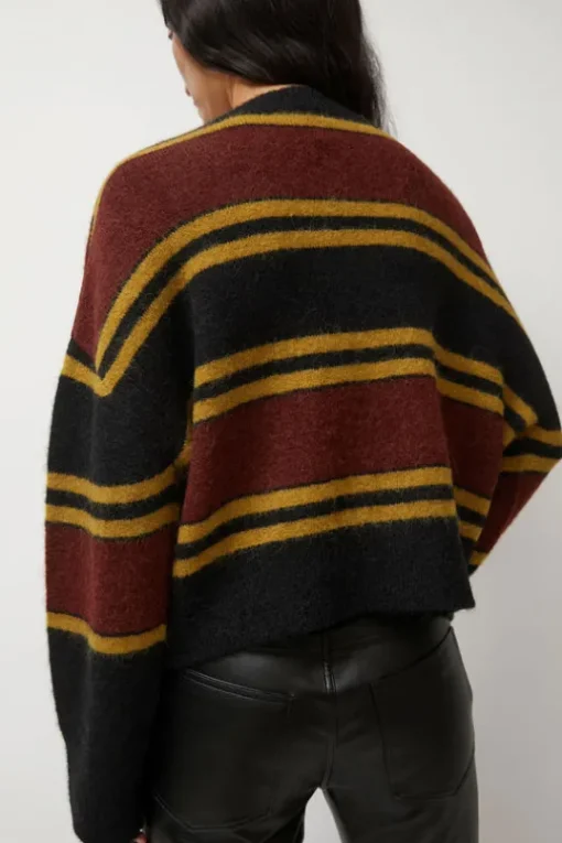 Gabriel Cardigan in Brown and Black Stripe
