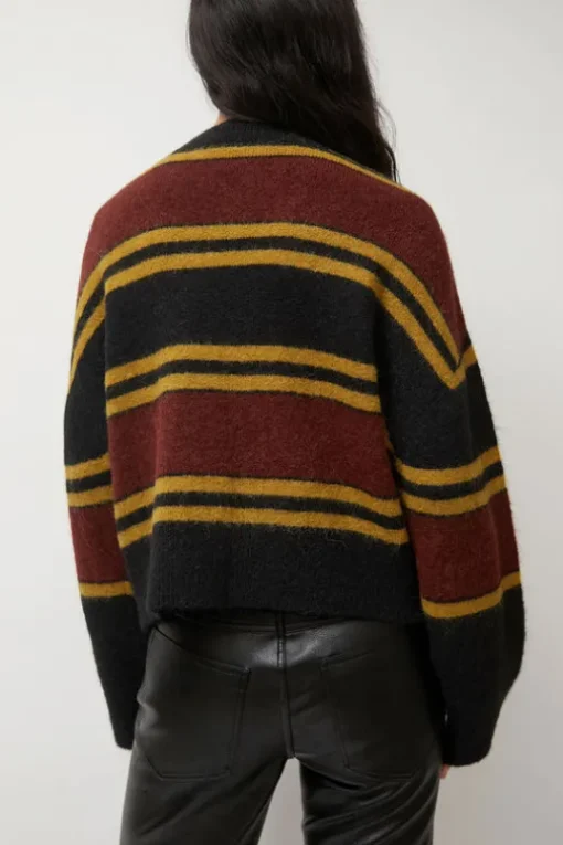 Gabriel Cardigan in Brown and Black Stripe