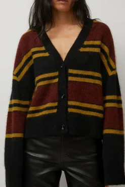 Gabriel Cardigan in Brown and Black Stripe