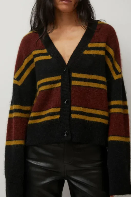 Gabriel Cardigan in Brown and Black Stripe