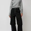 Garment-Dyed Gabardine Wide Cargo Pants in Carbon Pigment