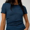 Gauze Ruched Tee in Anthracite Blue