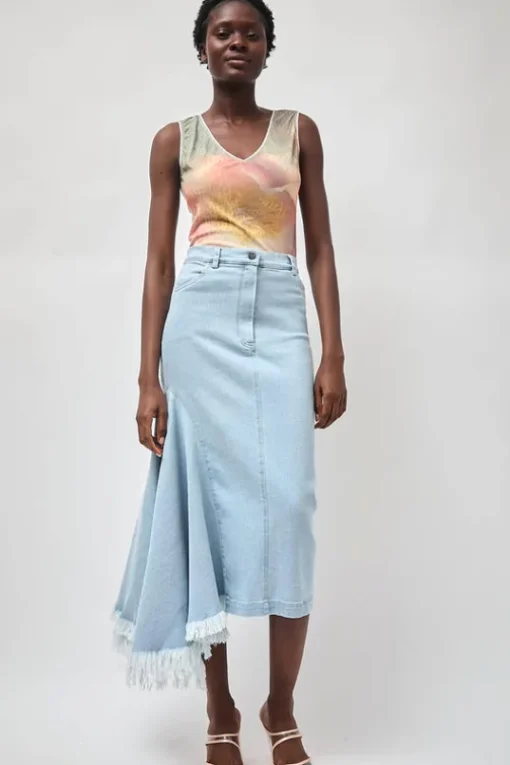 Gloria Skirt in Washed Light Blue