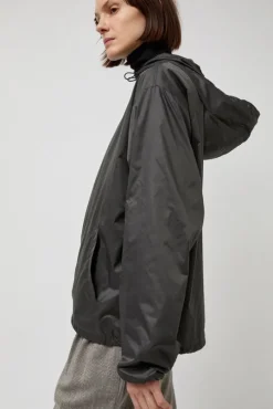 Glossy Nylon Half Zip Jumper in Charcoal