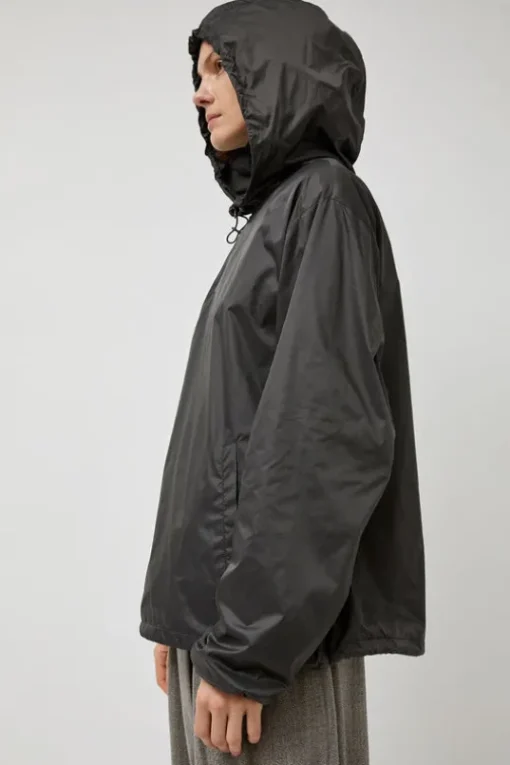 Glossy Nylon Half Zip Jumper in Charcoal