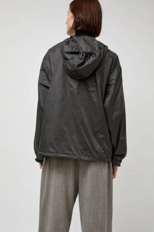 Glossy Nylon Half Zip Jumper in Charcoal