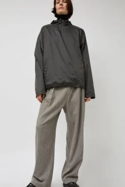 Glossy Nylon Half Zip Jumper in Charcoal