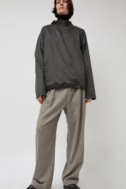 Glossy Nylon Half Zip Jumper in Charcoal