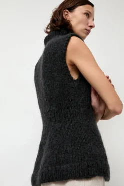 Handknit Peplum Shell in Ink