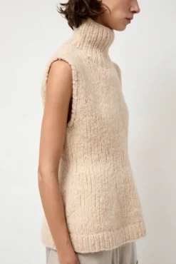 Handknit Peplum Shell in Alabaster