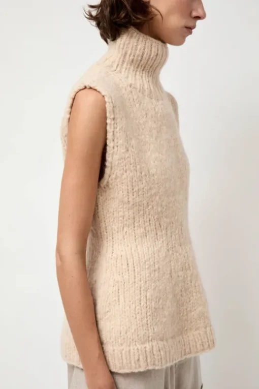 Handknit Peplum Shell in Alabaster