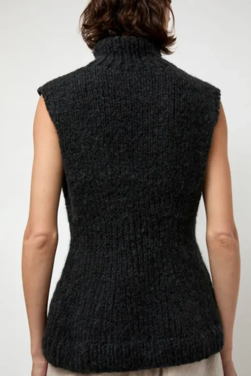 Handknit Peplum Shell in Ink