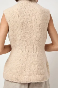 Handknit Peplum Shell in Alabaster