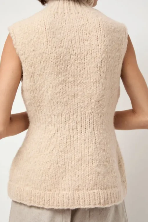 Handknit Peplum Shell in Alabaster