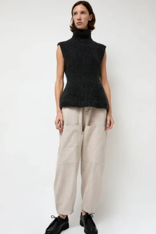 Handknit Peplum Shell in Ink