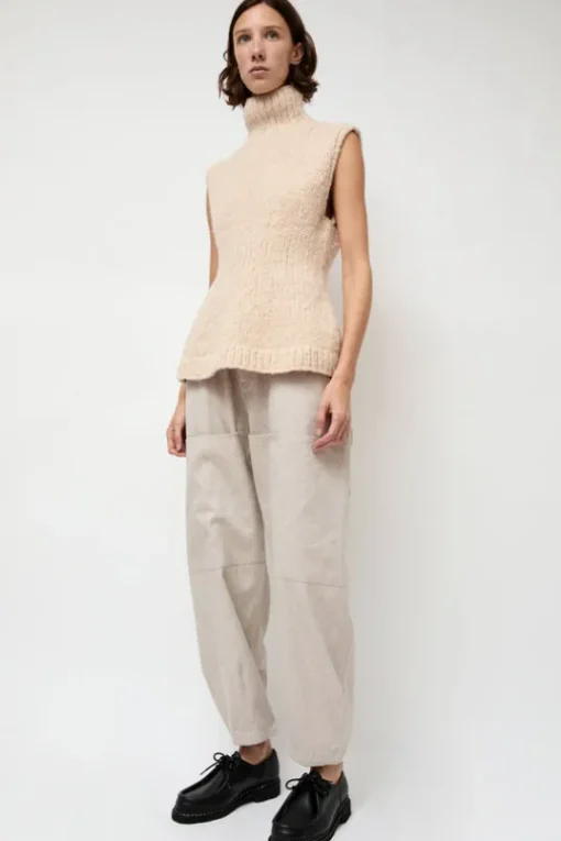 Handknit Peplum Shell in Alabaster