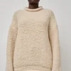 Handknit Purl Rollneck in Alabaster