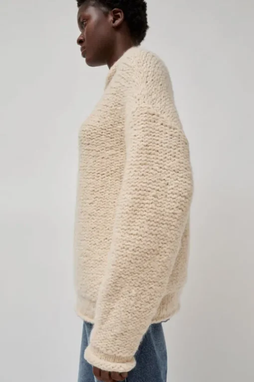Handknit Purl Rollneck in Alabaster