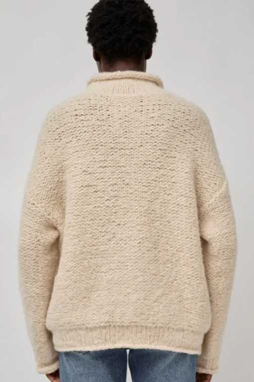 Handknit Purl Rollneck in Alabaster