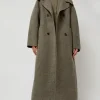 Handmade Long Wool Coat in Khaki Gray
