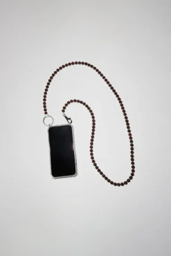 Handykette Iphone Necklace in Brown with White Thread