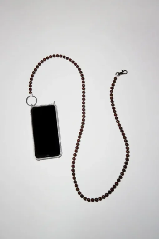 Handykette Iphone Necklace in Brown with White Thread