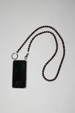 Handykette Iphone Necklace in Brown with White Thread