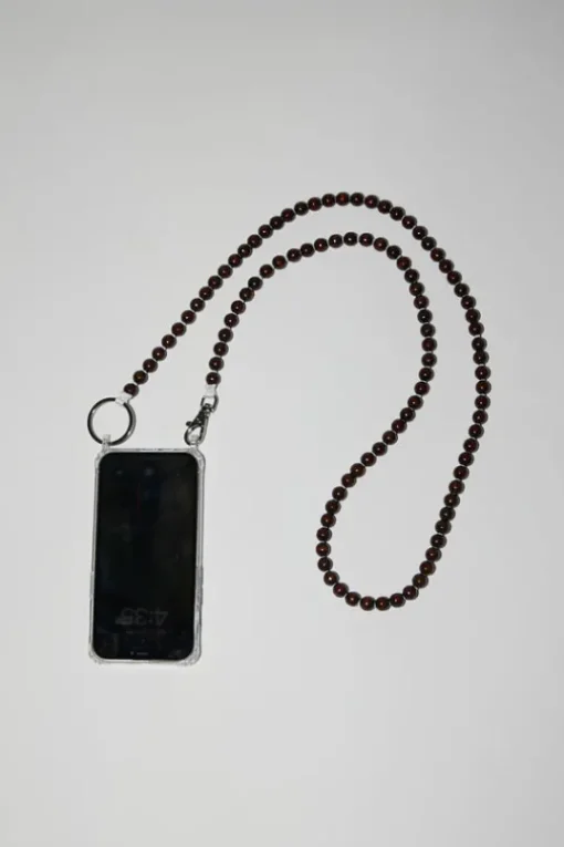 Handykette Iphone Necklace in Brown with White Thread