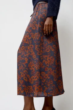 Inez Skirt in Rust and Navy Garden