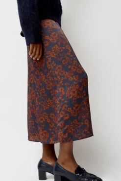 Inez Skirt in Rust and Navy Garden