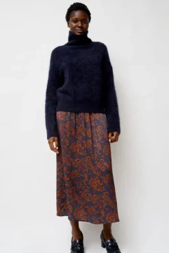 Inez Skirt in Rust and Navy Garden