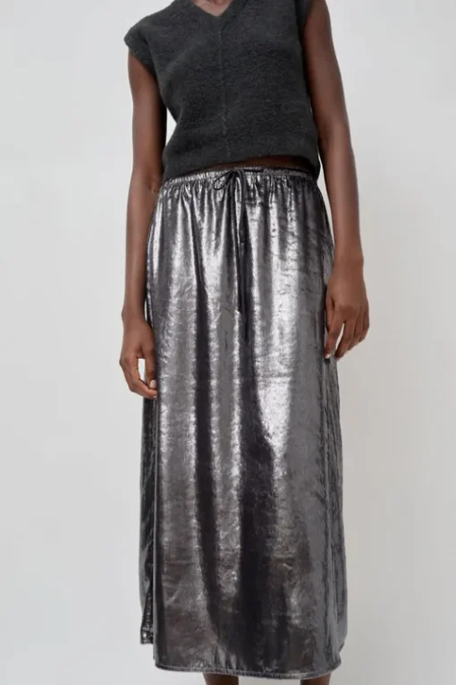 Inez Skirt in Silver Pony Hair