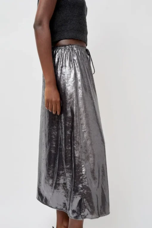 Inez Skirt in Silver Pony Hair