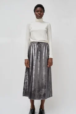 Inez Skirt in Silver Pony Hair