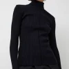 Inner Pleats Pola Knit in Navy