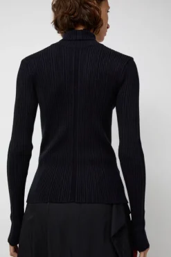 Inner Pleats Pola Knit in Navy