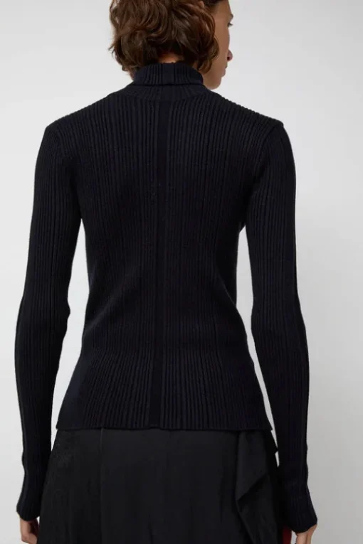 Inner Pleats Pola Knit in Navy