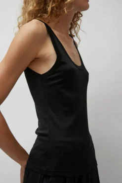 Jersey Scoop Tank in Black