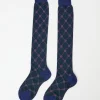 Knee High Clover Patterned Socks in Bluette