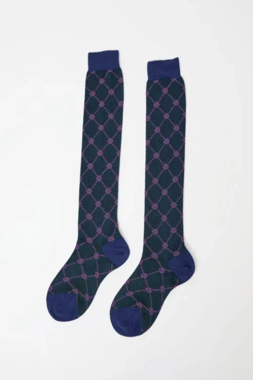 Knee High Clover Patterned Socks in Bluette