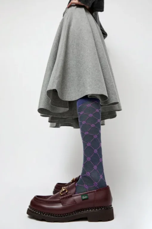 Knee High Clover Patterned Socks in Bluette