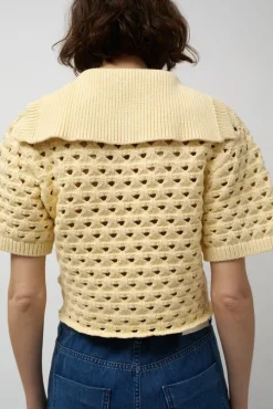Knitted Short Sleeve Polo in Eggshell