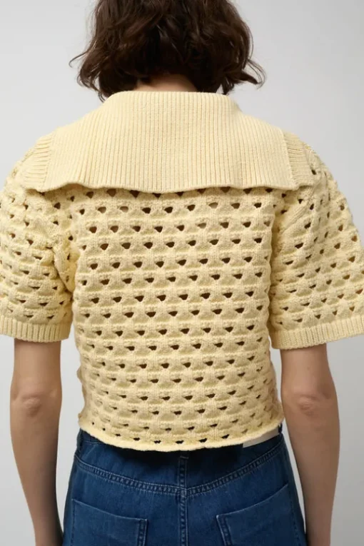 Knitted Short Sleeve Polo in Eggshell