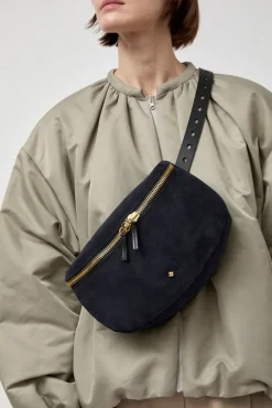La New Grande Lili Velours Bag in Noir and Bleu Universe